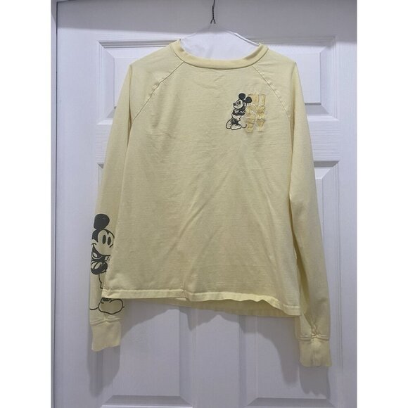 Yellow Disney Adults Unisex Sz XS Mickey Mouse Long Sleeve Crew Neck Embroidered - Picture 1 of 9